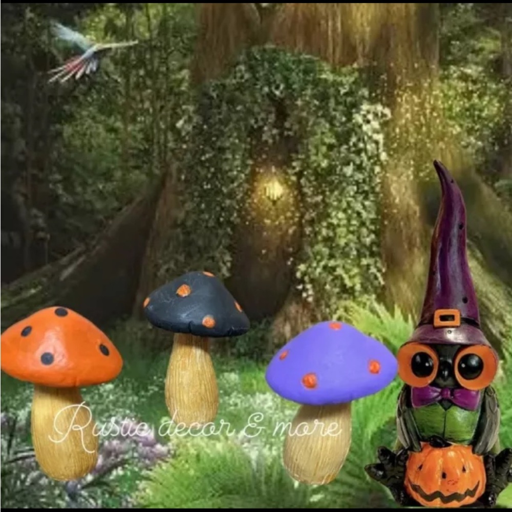 🍄Fairy Garden Spooktacular Halloween Mushrooms Set of 3